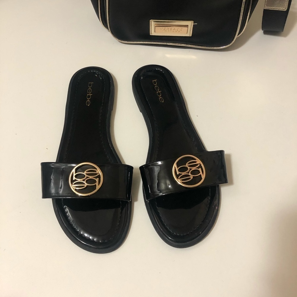 Bebe black patent sandal
